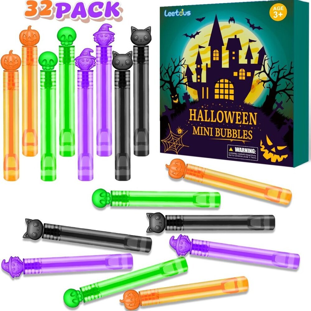 Halloween Party Favors Goodie Bag Stuffers for Kids 32 PCS, Mini Bubble Wands fo